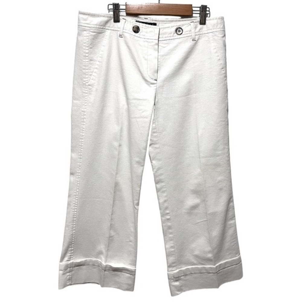 Theory White Cropped Cuff Pants